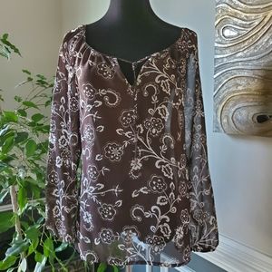 Ann Taylor Loft Sheer Chocolate Blouse